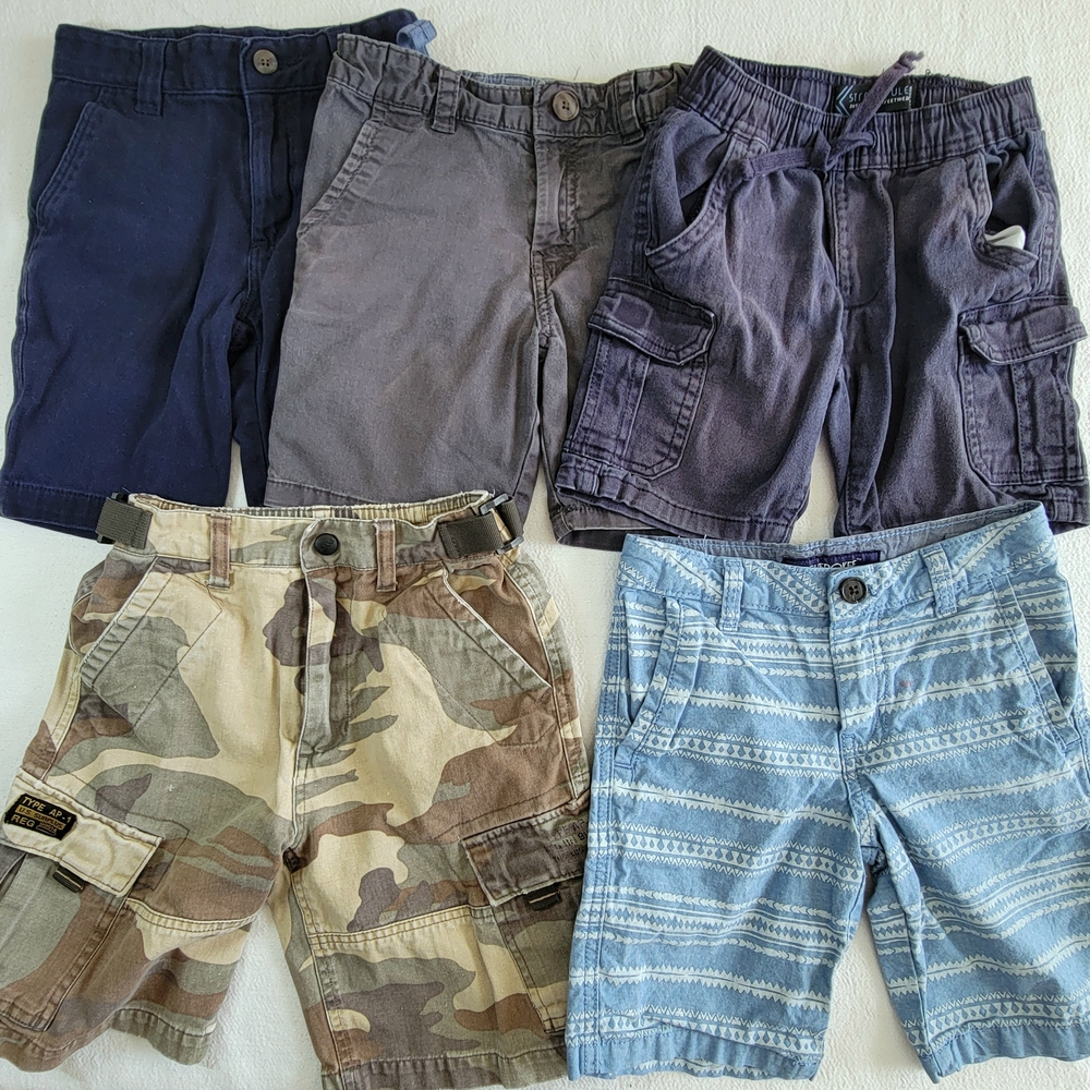 Lot of 5 Boys Shorts Sz 6, Cat & Jack Wonder Nation Street Rule Cherokee A.P.CO.